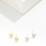 Wholesale cubic Zirconia Butterfly Stud Earrings Gold Dipped L