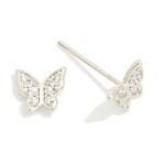 Wholesale cubic Zirconia Butterfly Stud Earrings Gold Dipped L