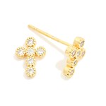 Wholesale cubic Zirconia Cross Stud Earrings Gold Dipped L