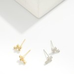 Wholesale cubic Zirconia Cross Stud Earrings Gold Dipped L
