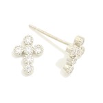 Wholesale cubic Zirconia Cross Stud Earrings Gold Dipped L