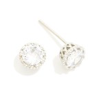 Wholesale cubic Zirconia Circle Stud Earrings Gold Dipped L