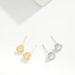 Wholesale cubic Zirconia Circle Stud Earrings Gold Dipped L