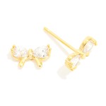Wholesale cubic Zirconia Bow Stud Earrings Gold Dipped L