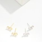 Wholesale cubic Zirconia Bow Stud Earrings Gold Dipped L