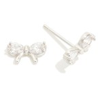 Wholesale cubic Zirconia Bow Stud Earrings Gold Dipped L