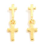 Wholesale linked Metal Crosses Post Drop Earrings Gold Dipped L