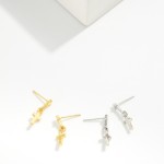 Wholesale linked Metal Crosses Post Drop Earrings Gold Dipped L