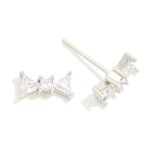 Wholesale cubic Zirconia Bow Stud Earrings Gold Dipped L