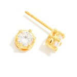 Wholesale cubic Zirconia Stud Earrings Gold Dipped L
