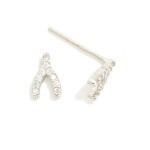 Wholesale cubic Zirconia Wishbone Stud Earrings Gold Dipped L