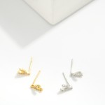 Wholesale cubic Zirconia Wishbone Stud Earrings Gold Dipped L