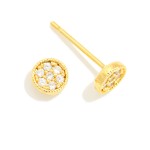 Wholesale pave Cubic Zirconia Circle Stud Earrings Gold Dipped L