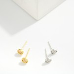 Wholesale pave Cubic Zirconia Circle Stud Earrings Gold Dipped L