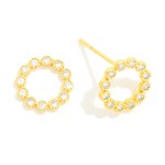 Wholesale cubic Zirconia Hoop Stud Earrings Gold Dipped L