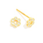 Wholesale cubic Zirconia Flower Stud Earrings Gold Dipped L
