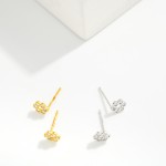 Wholesale cubic Zirconia Flower Stud Earrings Gold Dipped L