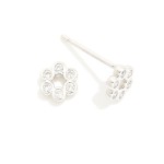 Wholesale cubic Zirconia Flower Stud Earrings Gold Dipped L