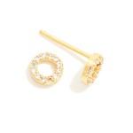 Wholesale cubic Zirconia Hoop Stud Earrings Gold Dipped L