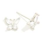 Wholesale cubic Zirconia Butterfly Stud Earrings Gold Dipped L