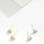 Wholesale pave Cubic Zirconia Heart Stud Earrings Gold Dipped L