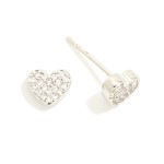 Wholesale pave Cubic Zirconia Heart Stud Earrings Gold Dipped L