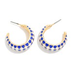 Wholesale harlequin Pattern Enamel Two Tapered Hoop Earrings D L