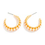 Wholesale harlequin Pattern Enamel Two Tapered Hoop Earrings D L