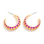 Wholesale harlequin Pattern Enamel Two Tapered Hoop Earrings D L