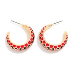 Wholesale harlequin Pattern Enamel Two Tapered Hoop Earrings D L