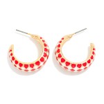 Wholesale harlequin Pattern Enamel Two Tapered Hoop Earrings D L