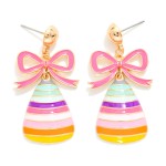 Wholesale enamel Stripe Candy Corn Bow Post Drop Earrings L