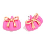 Wholesale polymer Clay Pumpkin Metal Bow Post Drop Earrings L