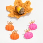 Wholesale polymer Clay Pumpkin Bow Post Drop Earrings L