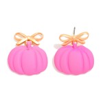 Wholesale polymer Clay Pumpkin Bow Post Drop Earrings L