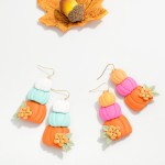 Wholesale linked Polymer Clay Pumpkins Flowers Post Drop Earrings L