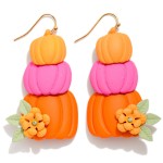 Wholesale linked Polymer Clay Pumpkins Flowers Post Drop Earrings L