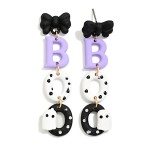 Wholesale polymer Clay Linked BOO Bow Ghost Drop Earrings L