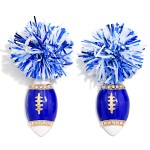 Wholesale game Day Pom Enamel Football Drop Earrings L