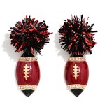 Wholesale game Day Pom Enamel Football Drop Earrings L