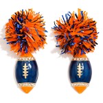 Wholesale game Day Pom Enamel Football Drop Earrings L