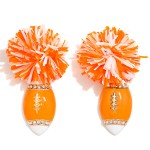 Wholesale game Day Pom Enamel Football Drop Earrings L