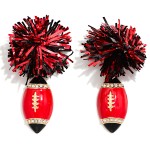 Wholesale game Day Pom Enamel Football Drop Earrings L