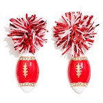 Wholesale game Day Pom Enamel Football Drop Earrings L