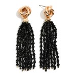 Wholesale metal Knot Beaded Tassel Post Drop Earrings L