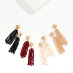 Wholesale metal Knot Beaded Tassel Post Drop Earrings L