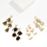 Wholesale layered Seed Beaded Tassels Post Drop Earrings L
