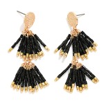 Wholesale layered Seed Beaded Tassels Post Drop Earrings L