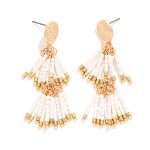 Wholesale layered Seed Beaded Tassels Post Drop Earrings L