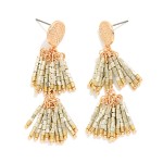 Wholesale layered Seed Beaded Tassels Post Drop Earrings L